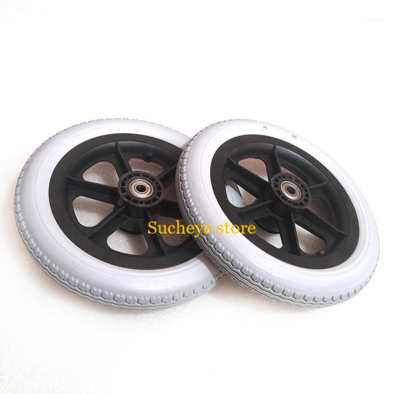 

Grey 12 Inch Wheelchair Accessories Rear Solid Wheel 12 1 / 2x2 1 / 4 PU Tire Inflation Free Wheel Manual Wheelchair Rear1