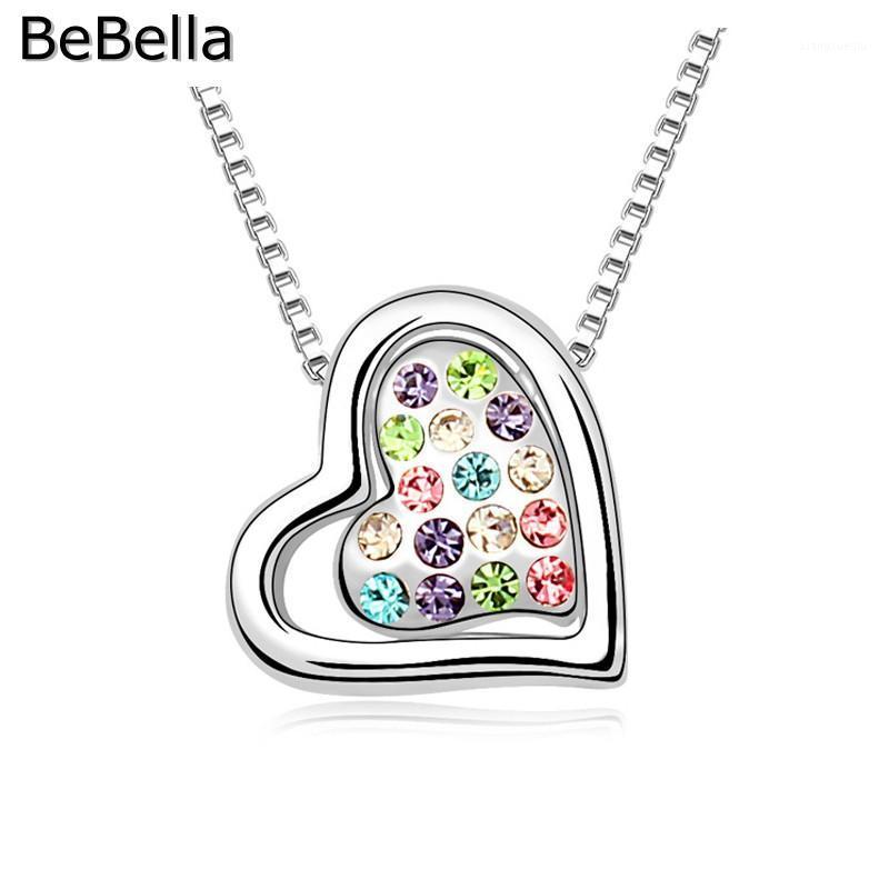 

Pendant Necklaces BeBella 5 Colors Cute Heart Necklace Made With Czech Crystal For Women Gift, Silver