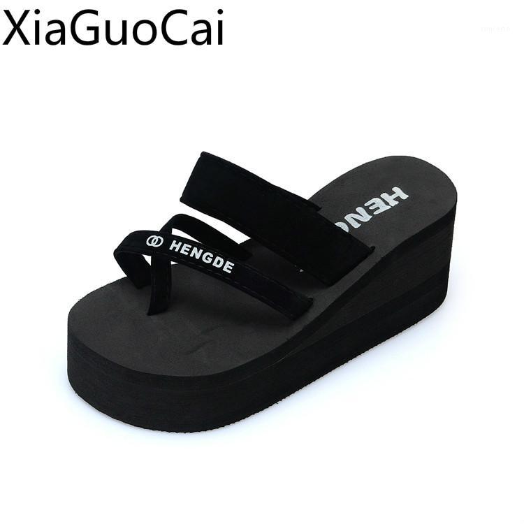 

Summer Women Flip Flops Muffin Thick Sole Cool Female Platform Slipper Female Beach Slippers Outdoors Slides1, Black