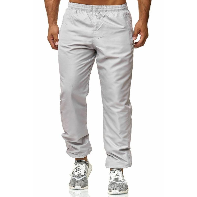 

New Fashion Men Solid Color Trousers Casual Style Side Pockets Mid-rise Ankle Banded Pants (White, Black, Navy Blue