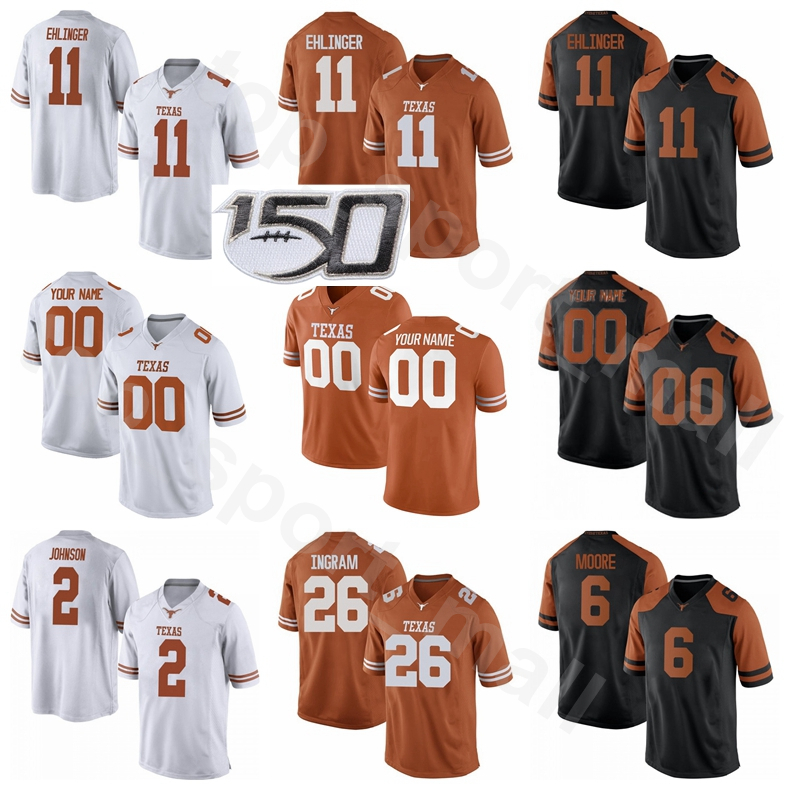 

NCAA Big 12 Texas Longhorns College Football 11 Sam Ehlinger Jersey 26 Keaontay Ingram 2 Roschon Johnson 6 Joshua Moore 14 Brenden Schooler, With 150th patch