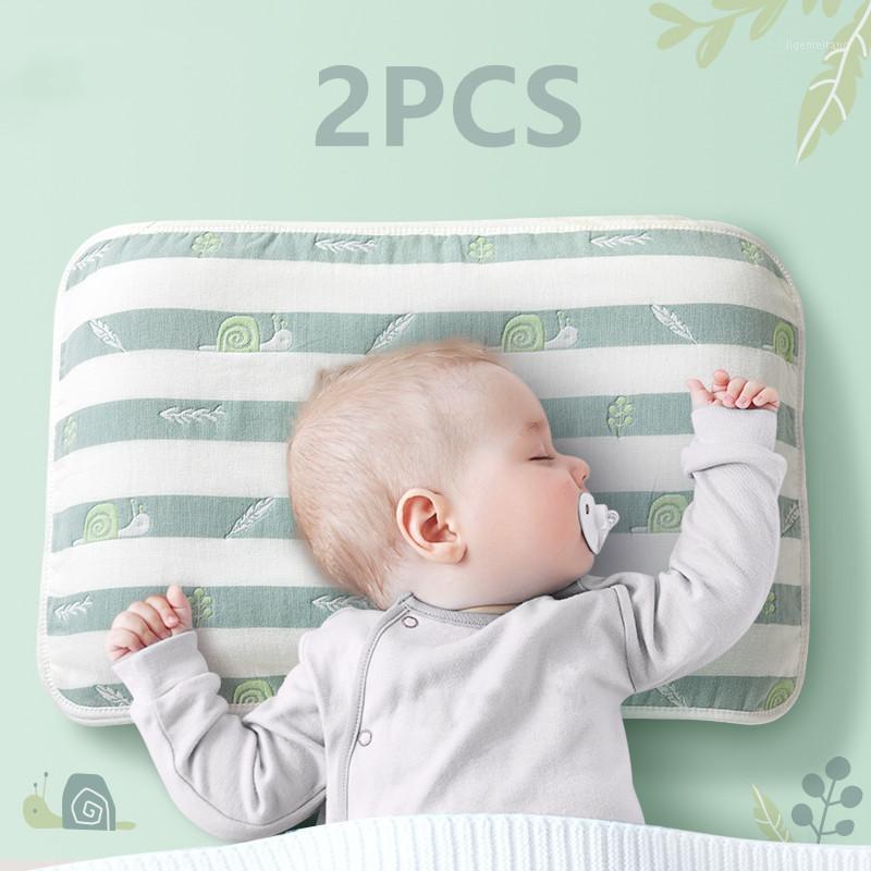 

2pcs/Set Newborn Baby Soft 6-Layer Gauze Cotton Pillow Case Breathable Sleeping Towel Cartoon Toddler Pillowcase 40*60cm1, Green