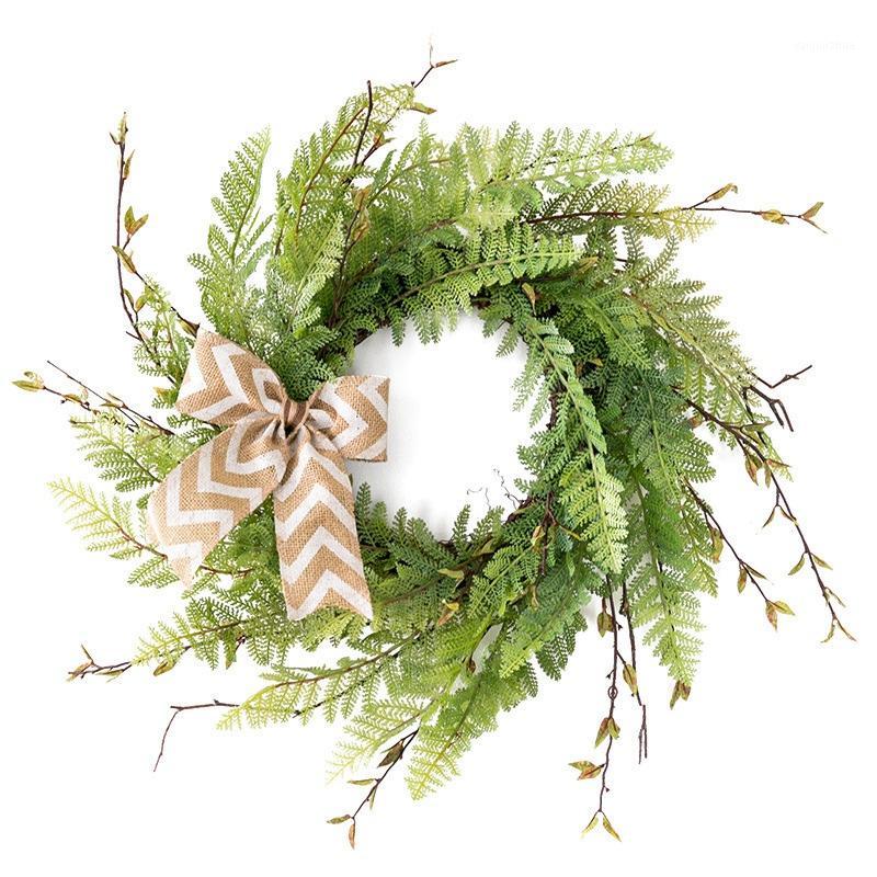 

Hot Spring and Summer Front Door Garland Artificial Handmade Green Garland Fern Leaf Decoration1