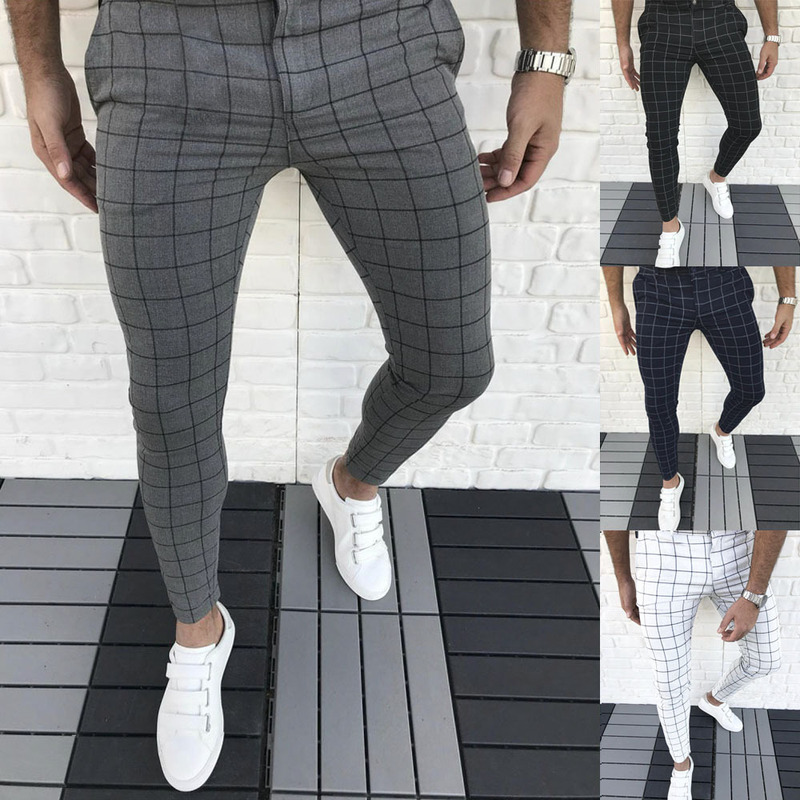 

Men's Casual Trousers Chinos Pocket Full Length Pants Casual Daily Lattice Breathable Outdoor Mid Waist, Black