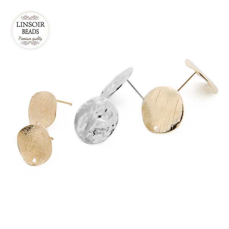 

Wholesale 20pcs/lot Metal Earring Stud Base Golden/Rhodium Earring Post Flat Base Pins Settings For DIY Ear Jewelry Making