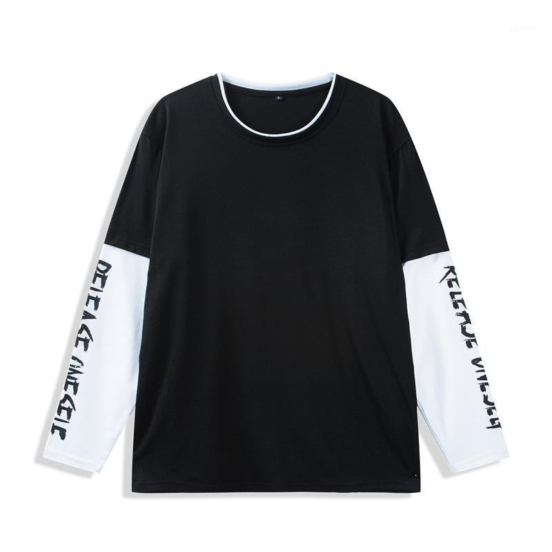 

2020 Summer New Splicing Long Sleeve Black T-Shirt Men Soft 100% Cotton T Shirt Men Casual O-Neck Loose Tee Shirt Homme Top1