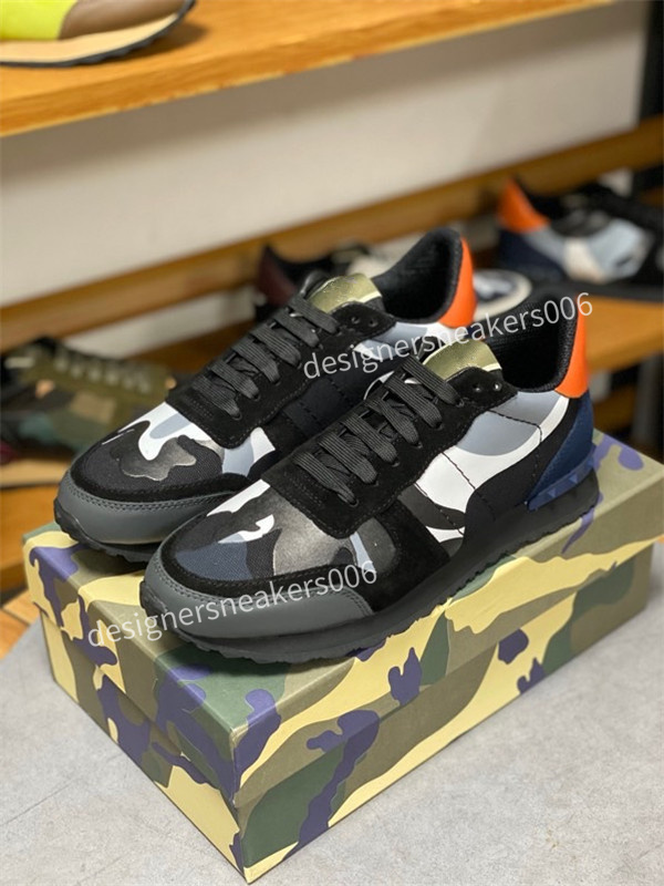 

2021 Mens Camouflage shoes fashion luxury designer sneakers Genuine Leather stud Rivet Sneaker Rubber bottoms Top quality size38-46, 03