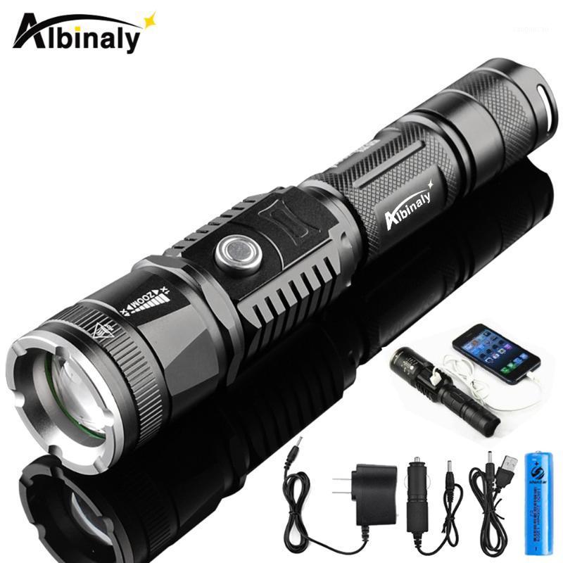 

Rechargeable LED T6 waterproof torch USB interface to charge the phone Zooable 5 lighting modes by 186501