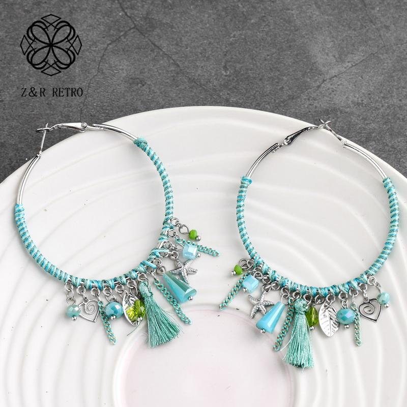 

Hoop & Huggie Bohemia Jewelry Earring For Women Tassel Geometric Earrings Style Statement Party Dangle Pendientes Gift 2021
