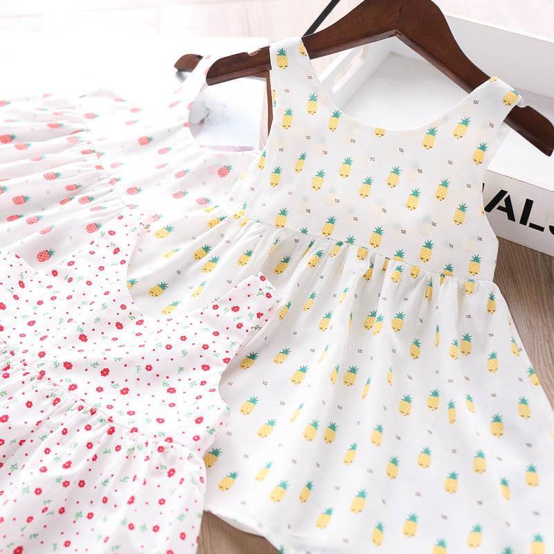

2020 Summer Girls Pineapple Flower Vest Dress Baby Dress Wholesale1