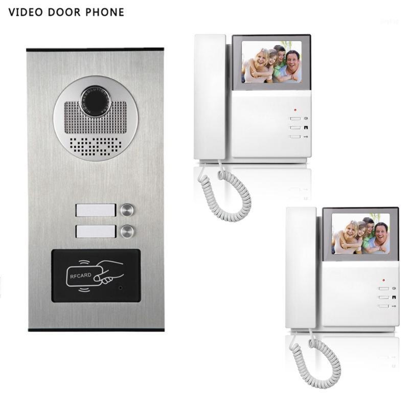 

video intercom system 4.3''tft lcd handset screen 2 monitor wired video doorphone for 2 apartment night vision rfid camera metal1