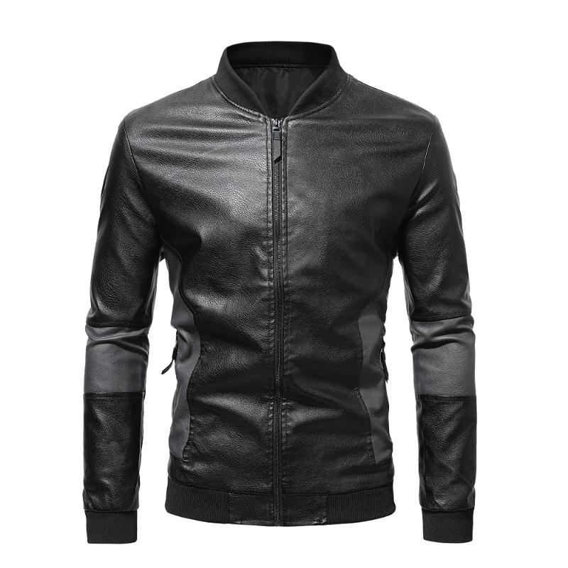 

Men's Fur & Faux Leather Jacket Men Patchwork Moto Biker Pu Outwear Motorcycle Causal Coats Fashion Streetwear, Black