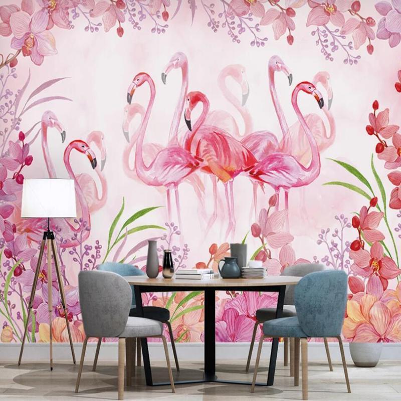 

Dropship Custom Large 3D Wallpaper Mural Pink Flamingo Living Room Bedroom Background Wall Paper Decoration Wallpaper Mural1, As pic