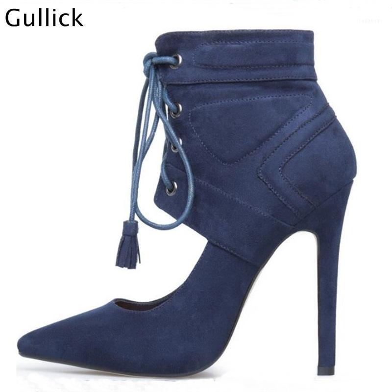 

Luxury Celebrity Fashion Dark High Heels Lace Up Sexy Pumps Pointed Toe Thin Heel Woman Elegant Boots1 Boots, As picture
