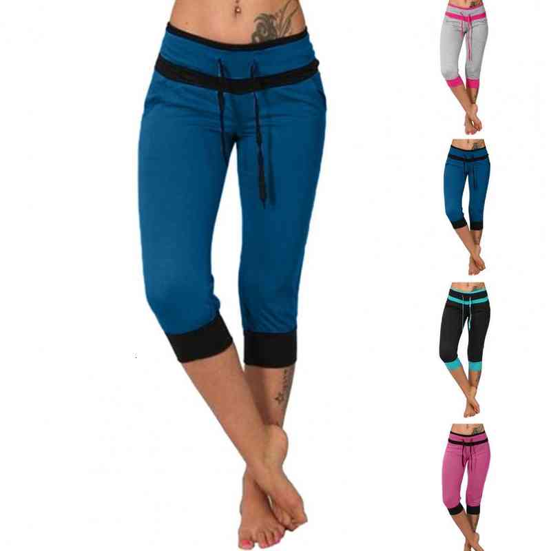 

Summer Sporty Color Block Drawstring Pants Yoga Pants Skinny For Sports, Black;white