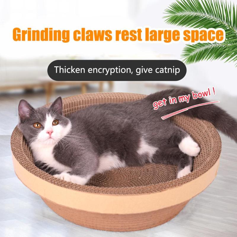

Pet Cat Play Bed Pad Collapsible Recycled Corrugated Cardboard Cat Scratching Toy Pad Bowl Shaped Toys Supplies