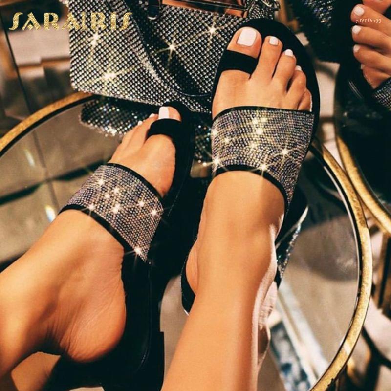

Sarairis 2020 New Arrivals Large Size 43 Slip On Summer Slippers Woman Shoes Shallow Crystal INS Hot Dropship Slippers Female1, Black