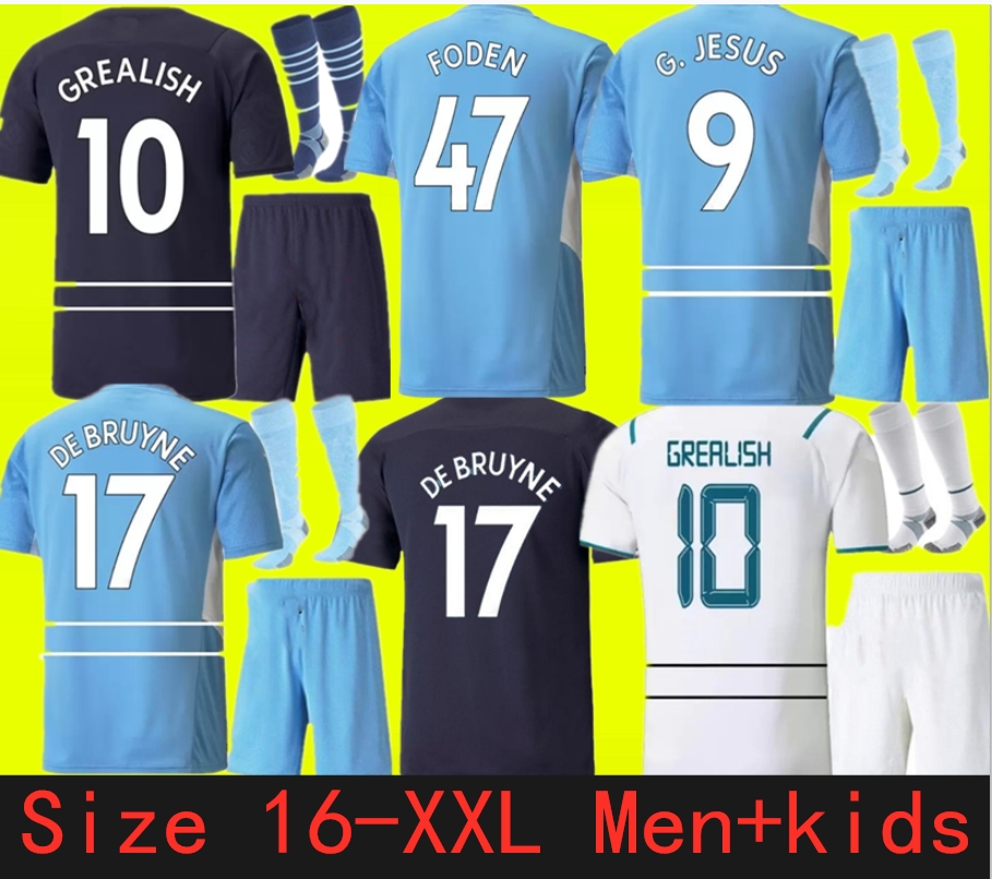 

21 22 23 GREALISH STERLING fans player version soccer jersey DE BRUYNE FODEN 2021 2022 2023 football tops shirts man + kids kit sets uniform 1111, 21/22 away