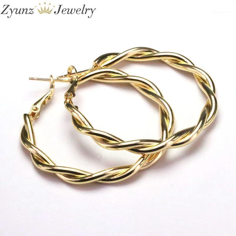 

5 Pairs, Trendy Gold Color Hoop Earrings Round Twist Loop Earring For Women1