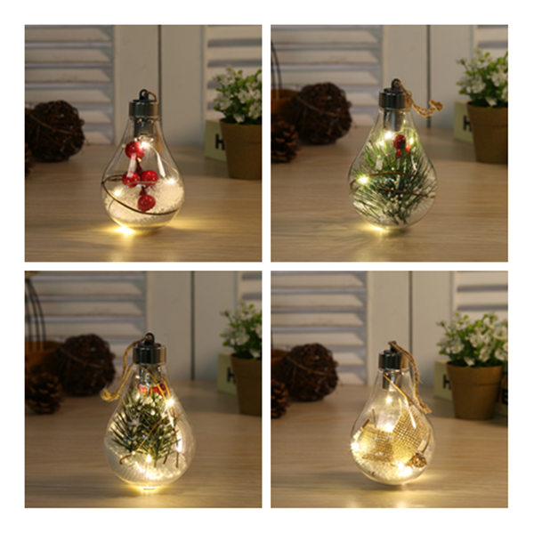 

New 5 styles LED transparent Christmas ball Christmas decorations Christmas tree decorations hanging plastic bulb ball 7*7*11cm GGE1960