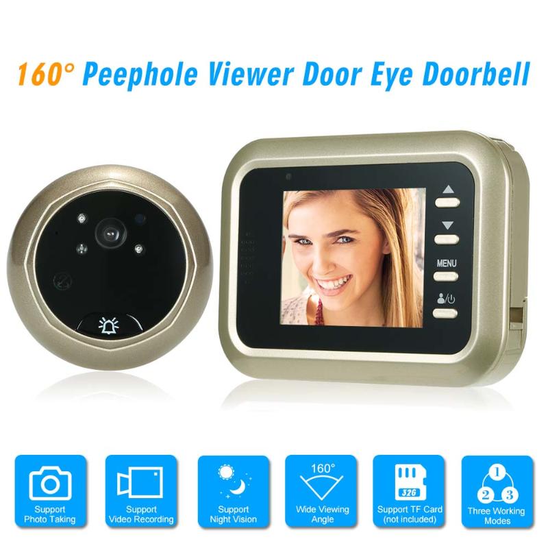 

2.4" LCD Digital Peephole Viewer 160°Door Eye Doorbell HD IR Camera Night Vision Three Working Modes Optional Photo Taking