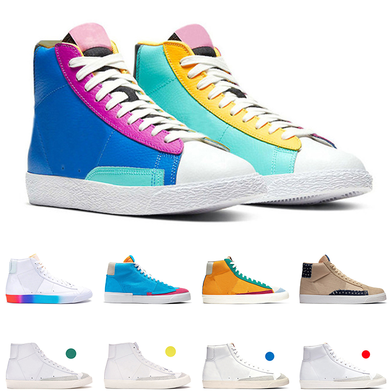 

blazer mid 77 sports shoes men women running shoes kumquat have a good game vintage multi-color suede hack pack mens trainers sneakers