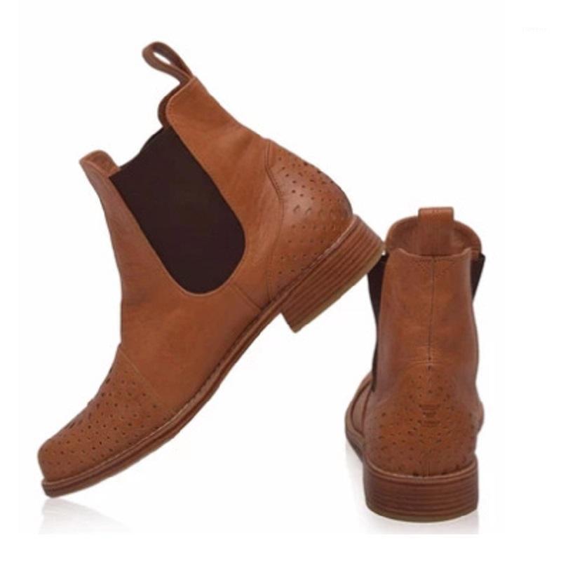 

Women ankle boots autumn winter pu leather vintage boots low heels platform ladies shoes big size female booties1, Yellow brown