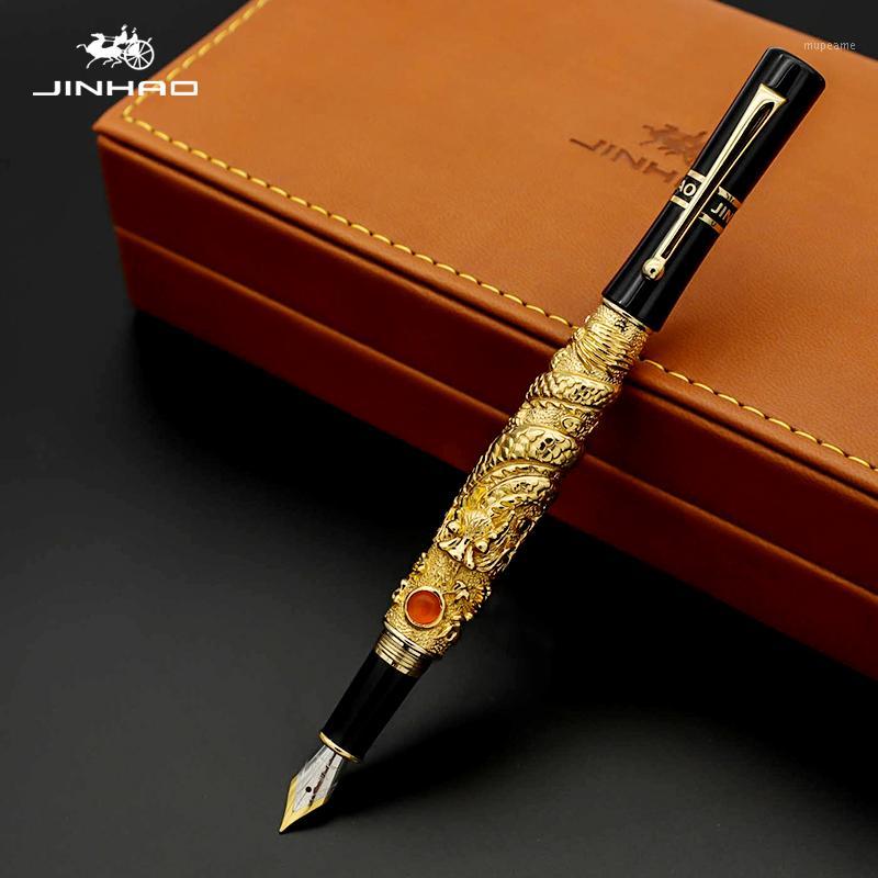 

Jinhao Golden Dragon Fountain Pen 0.5MM Nib 18KGP Calligraphy Ink Pens for Writing Business Office Supplies Caneta1, Red
