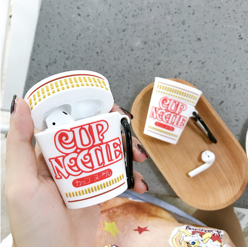

For AirPod 2 1 Case Cute 3D Instant Cup Noodles Cartoon Soft Silicone Wireless Earphone Cases for Apple Airpods Case Cover Capa, Mix colors