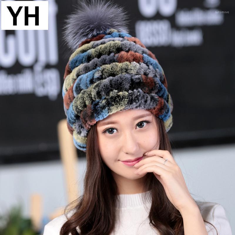 

New Hot Sale Women Winter Knitted Real Rex Fur Hat 100% Natural Warm Rex Fur Caps Lady Fashion Hats1, Grey
