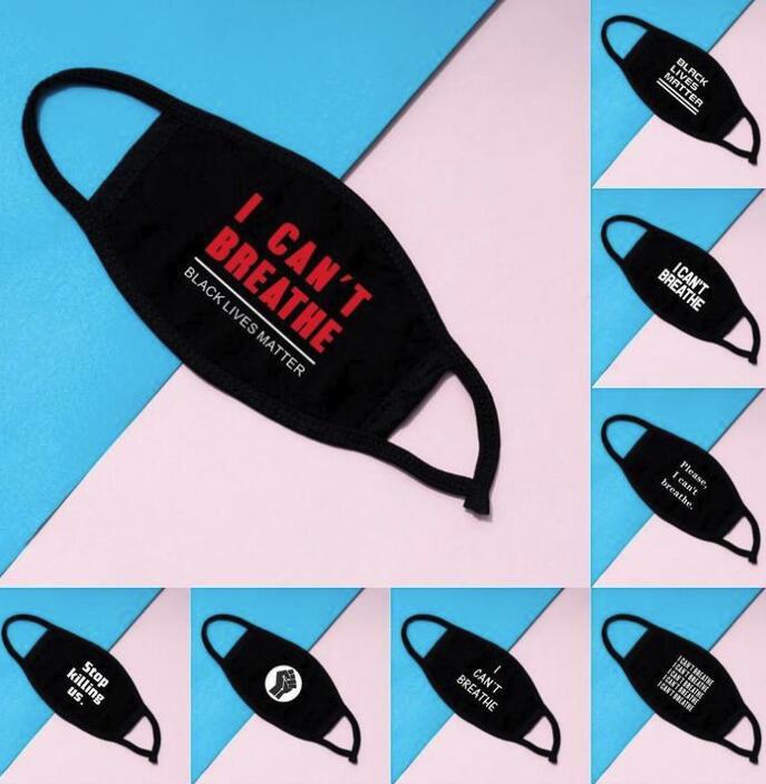 US Stock! I Cant Breathe Face Masks Washable Cotton Masks Designer Fashion Black Lives Matter Masks Fashion Designer Mask for Adults fy9131-image-196322713