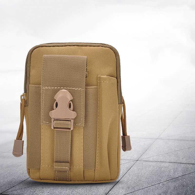 

Men Waist Bag Canvas Fanny Pack Belt Drop Leg Bags Zipper Waterproof Waist Packs 6.8 inch Cellphone Bum Bag1, Khaki