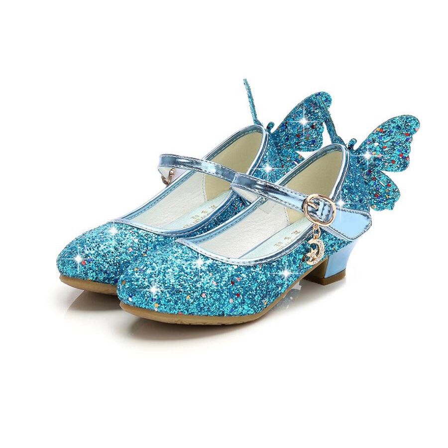 

2020 For Birthday Party High Heels Children Kids Leather Girl Princess Sandals Glitter Sequin Gold Girls Shoes