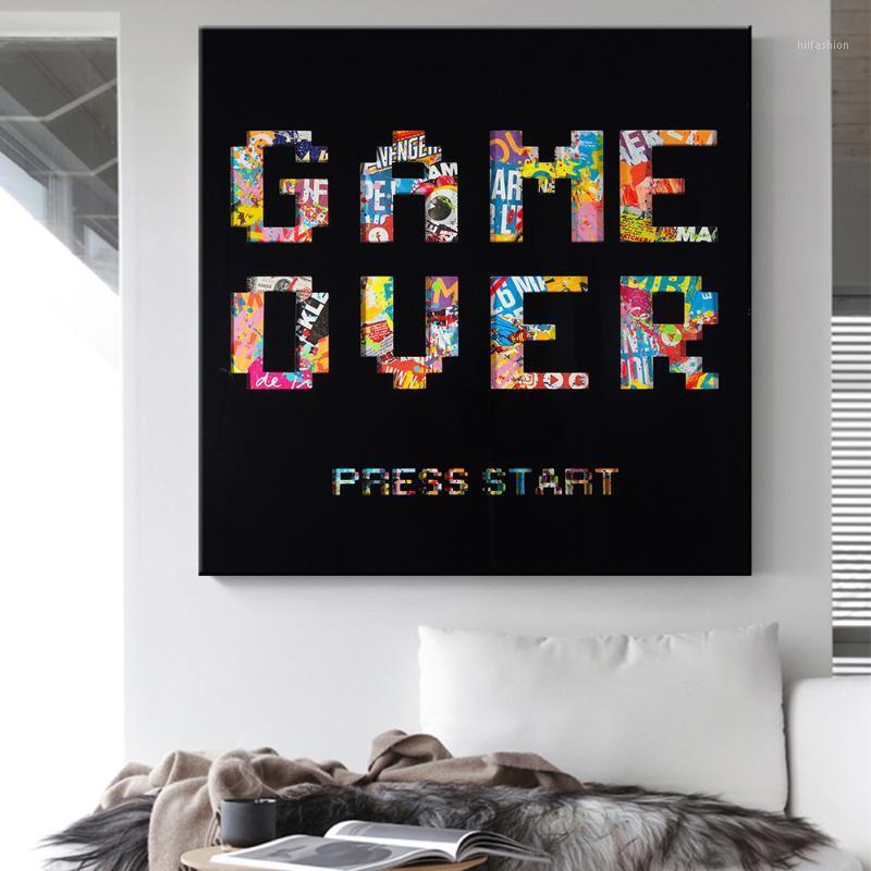 

Abstract Graffiti Game Over Poster Printing Wall Pictures for Living Room Home Decor Animals Graffiti Art Letter Canvas Prints1
