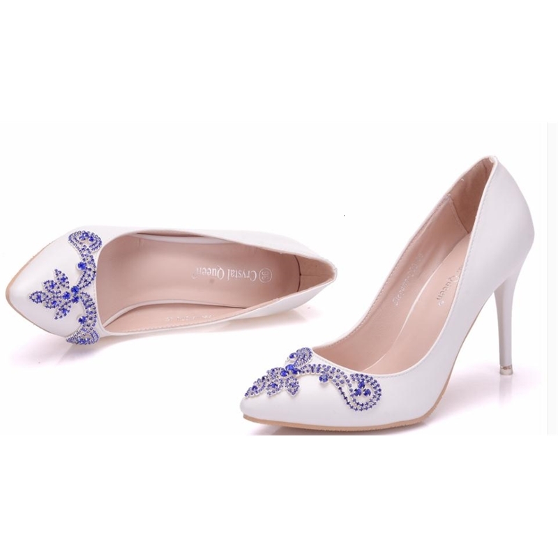 

2021 Women's Shoes in Spring and Autumn New Style Fine Heel Pointed End Water Drill CQA3, White