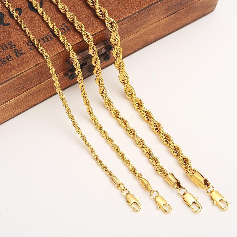 

Bangrui 60cm/50/21cm Gold necklace men chunky ropechain women unisex,Wholesale gold jewelry fashion gifts bracelet anklets1