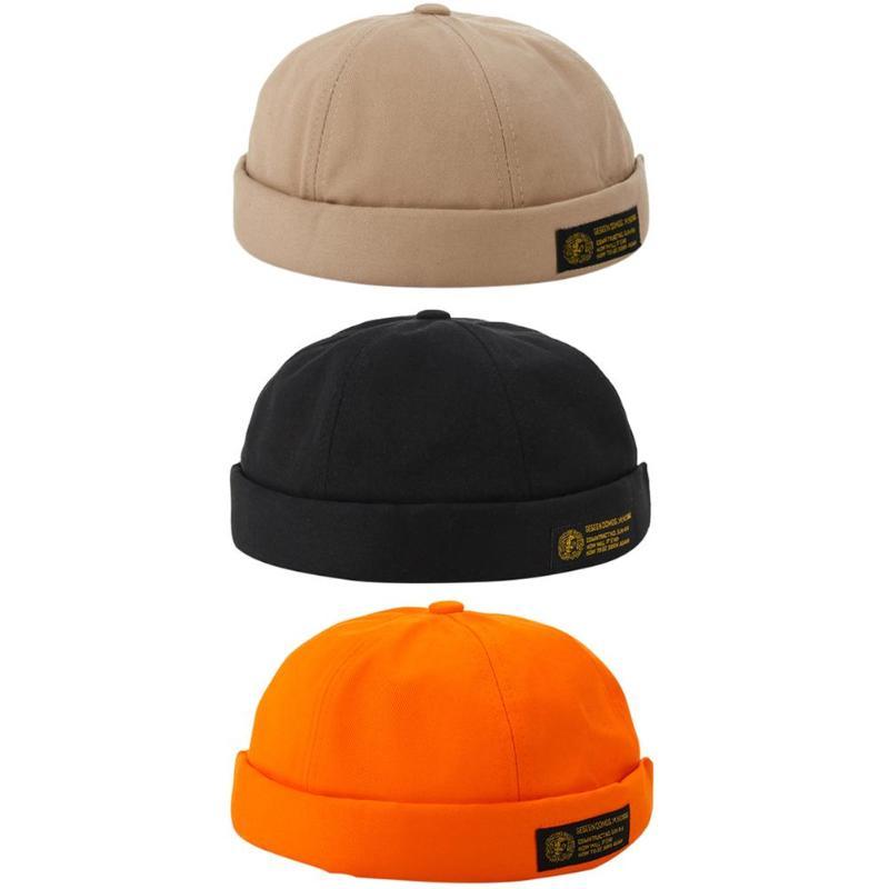 

Retro Corduroy Original Docker Sailor Biker Cap Brand Brimless Skullcap Men And Trend Hip-hop Hat Autumn And Keep Warm Hat, Black