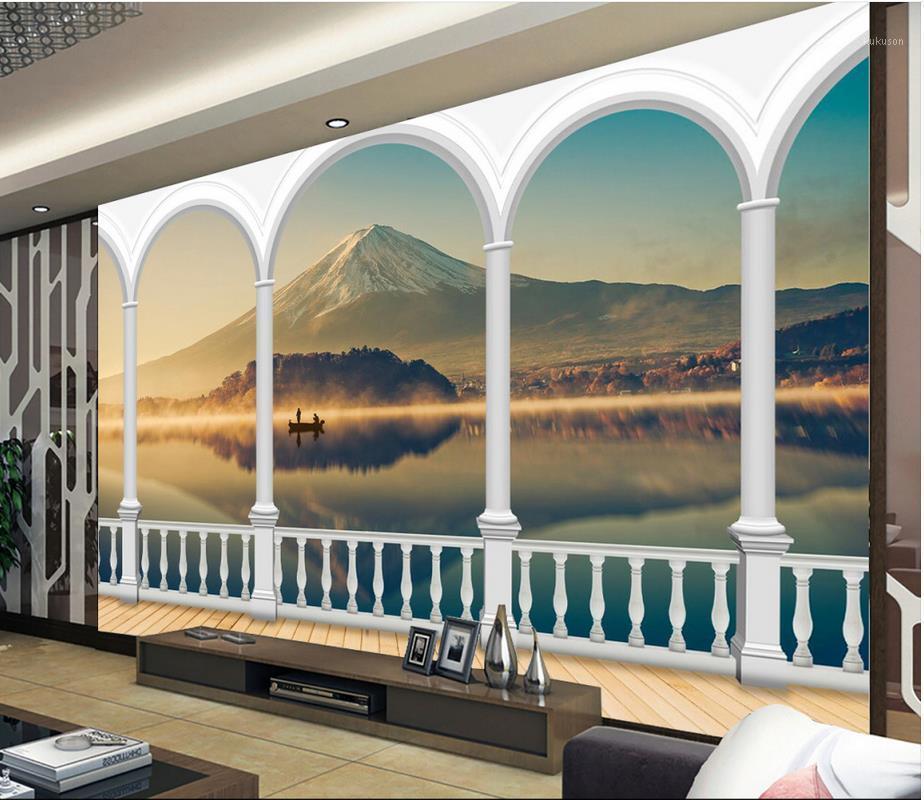 

3d wallpaper for room Roman column of Mount Fuji landscape photo wall murals wallpaper custom 3d1, As pic