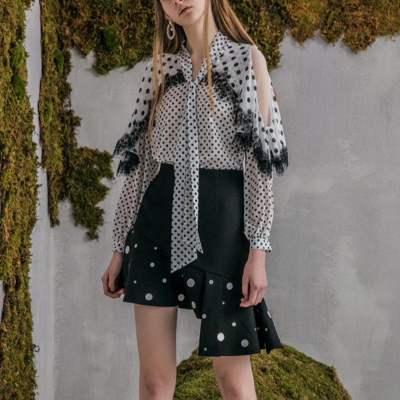 

New Summer 2021 Printed Points Women Irregular Ruffles England Style Ladies Elegant Skirts in Mini Get Out Clothes 8bz5, Black