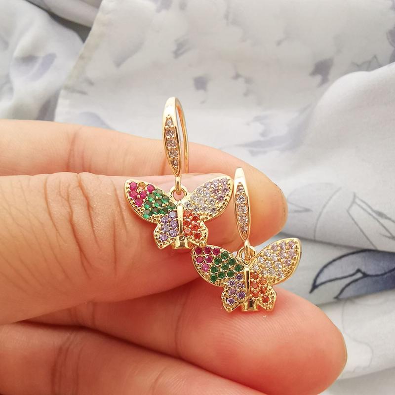 

2020 New Korean Luxury High-quality Color Butterfly Dangle Earrings For Women Rhinestone Earrings Brincos Bijoux Fashion Jewelry