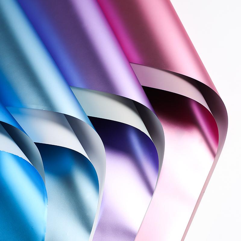 

40pcs Double color light and shadow paper bouquet paper heavy metal light wrapped waterproof flower free shipping