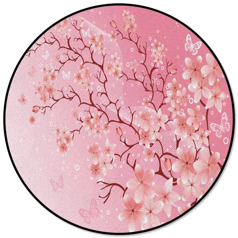 

Pink Cherry Blossom Flowers Carpet Kids Room Area Rugs Modern Anti-slip Floor Mat For Bedroom Living Room Home Decor, As pic