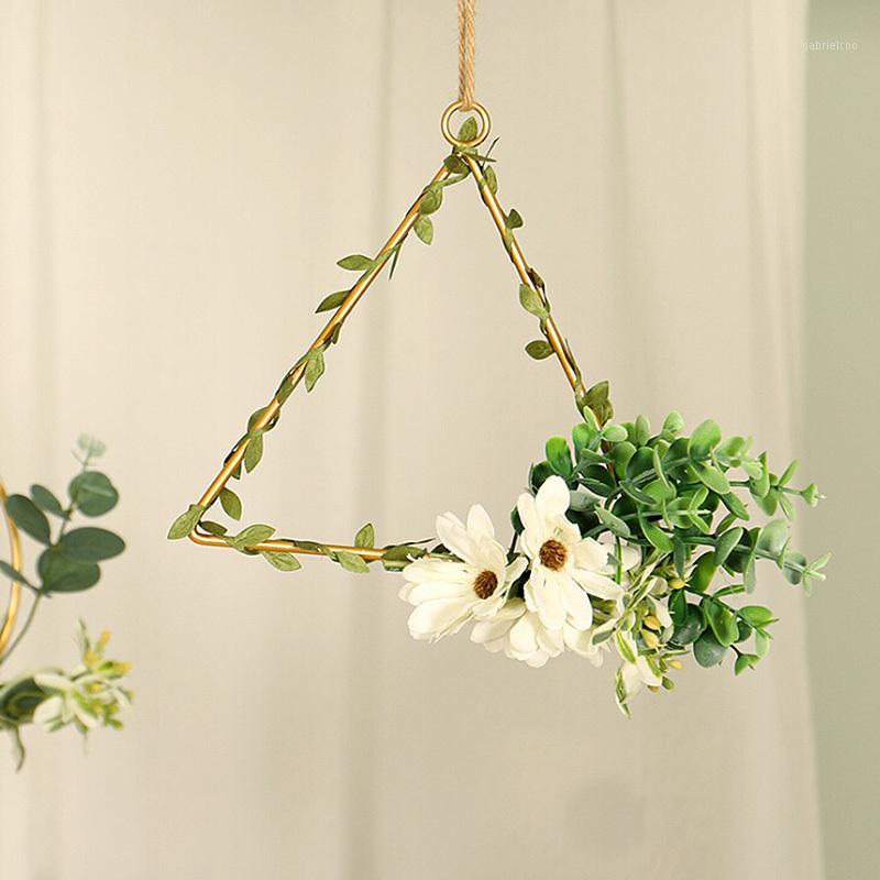 

Home Decoration Iron Ring Pendant Garland Artificial Plant Flower Rack Wreath Flowers Hoop Square Circle Trigon Shape Optional1, A4