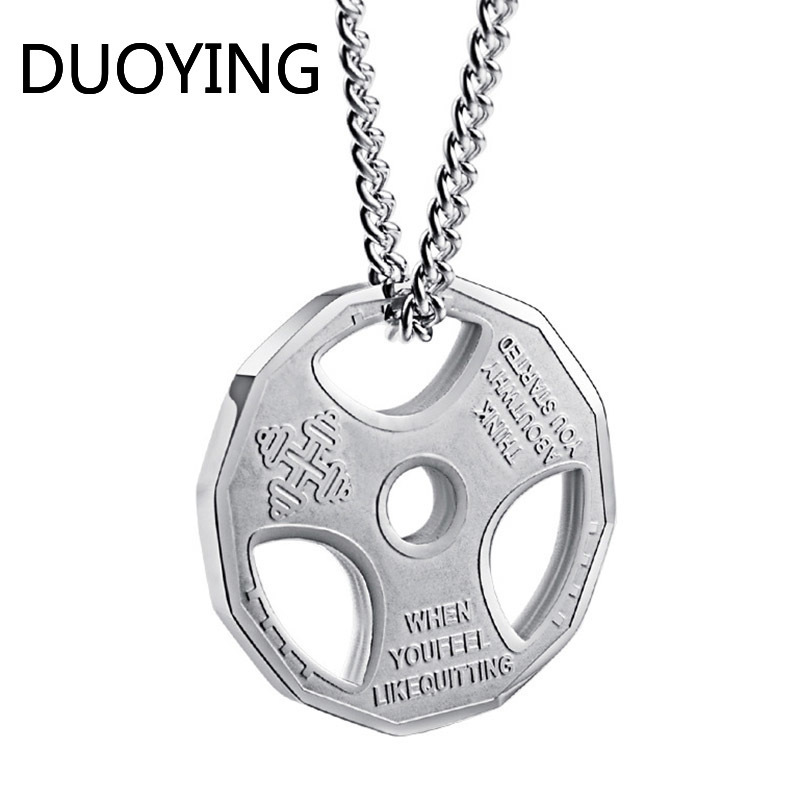 

DUOYING Fashion Dumbbell Bodybuilding Weight Lifting Pendant Necklace Men Women Unisex Jewelry Gifts CX17
