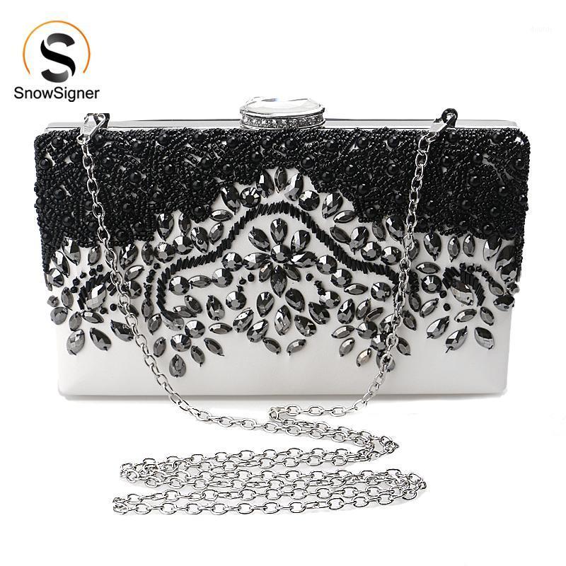 

2020 New Fashion women diamonds luxurious evening bags clutch messenger shoulder chain handbags purse beaded wedding bag1, Black
