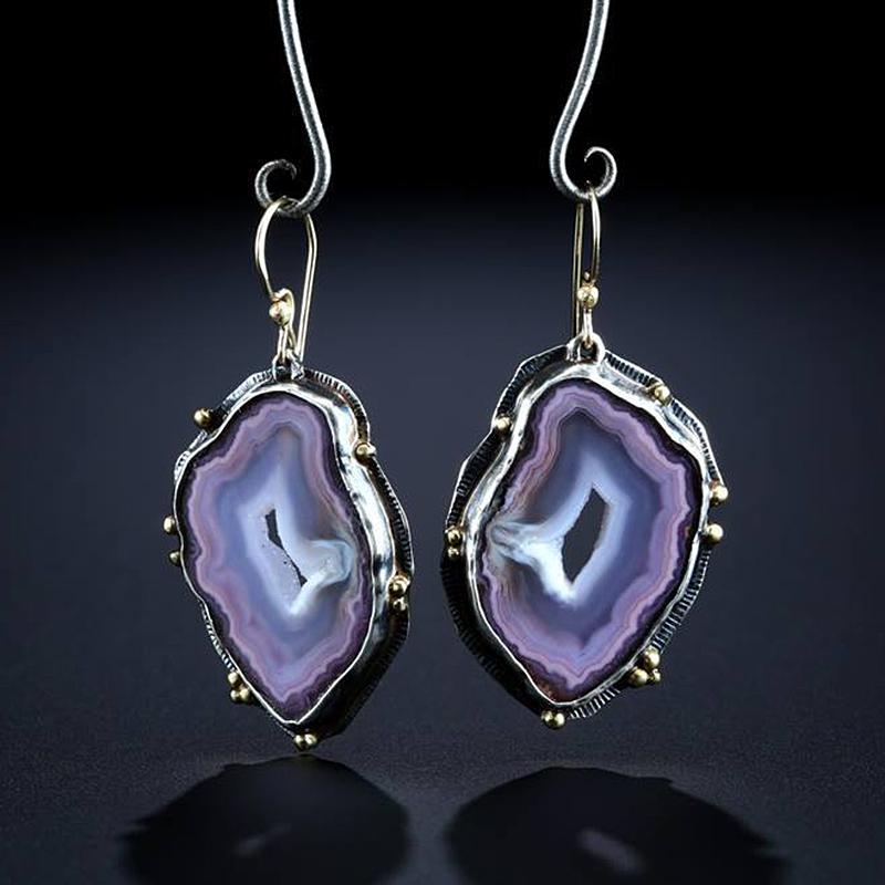 

Boho Ethnic Purple Resin Stone Drop Dangle Earrings For Women Tribal Vintage Earrings pendientes mujer moda O3D397