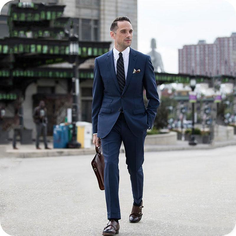 

Navy Blue Men Suits Wedding Suits Bridegroom Custom Tailored Tuxedos Slim Fit Formal Best Man Prom Blazer 2piece Terno Masculino, Yellow