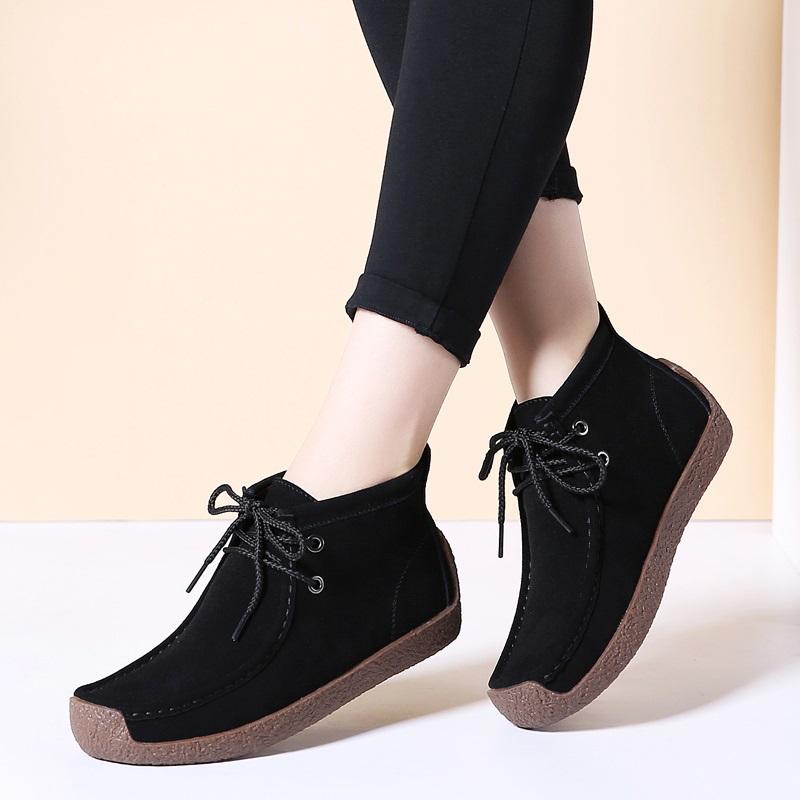 

Women Fur Boots Cow Suede Winter Warm Shoes Womens Rubber Ankle Boots Casual Footwear Female Sneakers Flat Zapatos Mujer Comfort, Gray canvas
