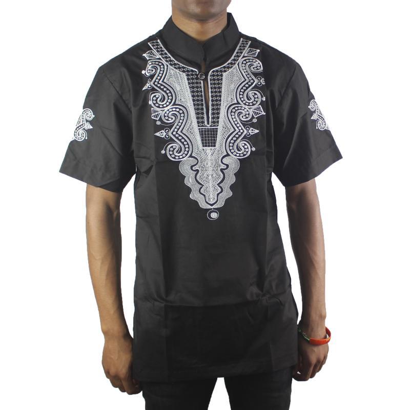 

Black Male embroidered tailored African dashiki shirt