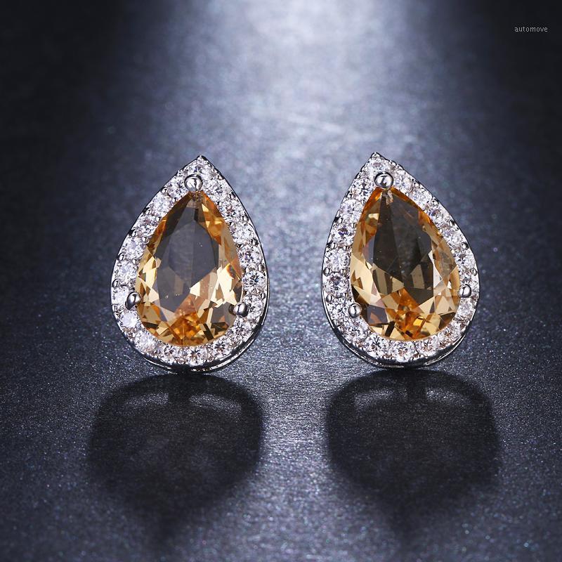 

Emmaya Champagne and White Water Drop Cubic Zircon Stud Earrings Fashion Crystal Bridal Wedding Jewelry for Women Gift1